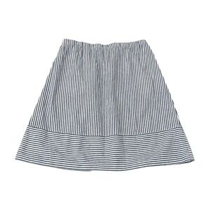 J Crew Linen Blend Skirt Blue Striped A-Line Nautical Cottagecore Classic Large